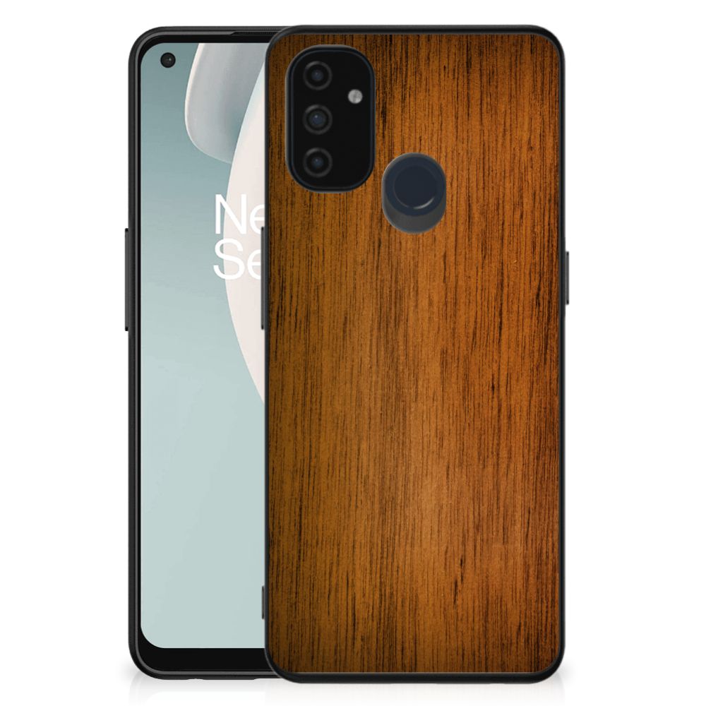 OnePlus Nord N100 Houten Print Telefoonhoesje Donker Hout B2C Telecom
