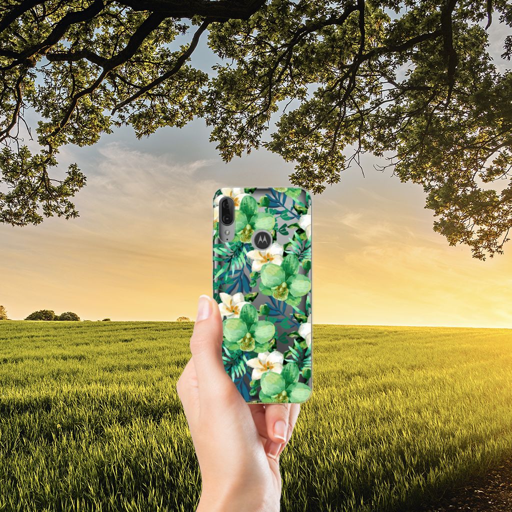 Motorola Moto E6 Plus TPU Case Orchidee Groen
