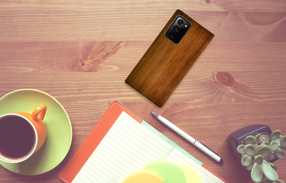 Samsung Galaxy Note 20 Ultra Book Wallet Case Donker Hout - B2C Telecom