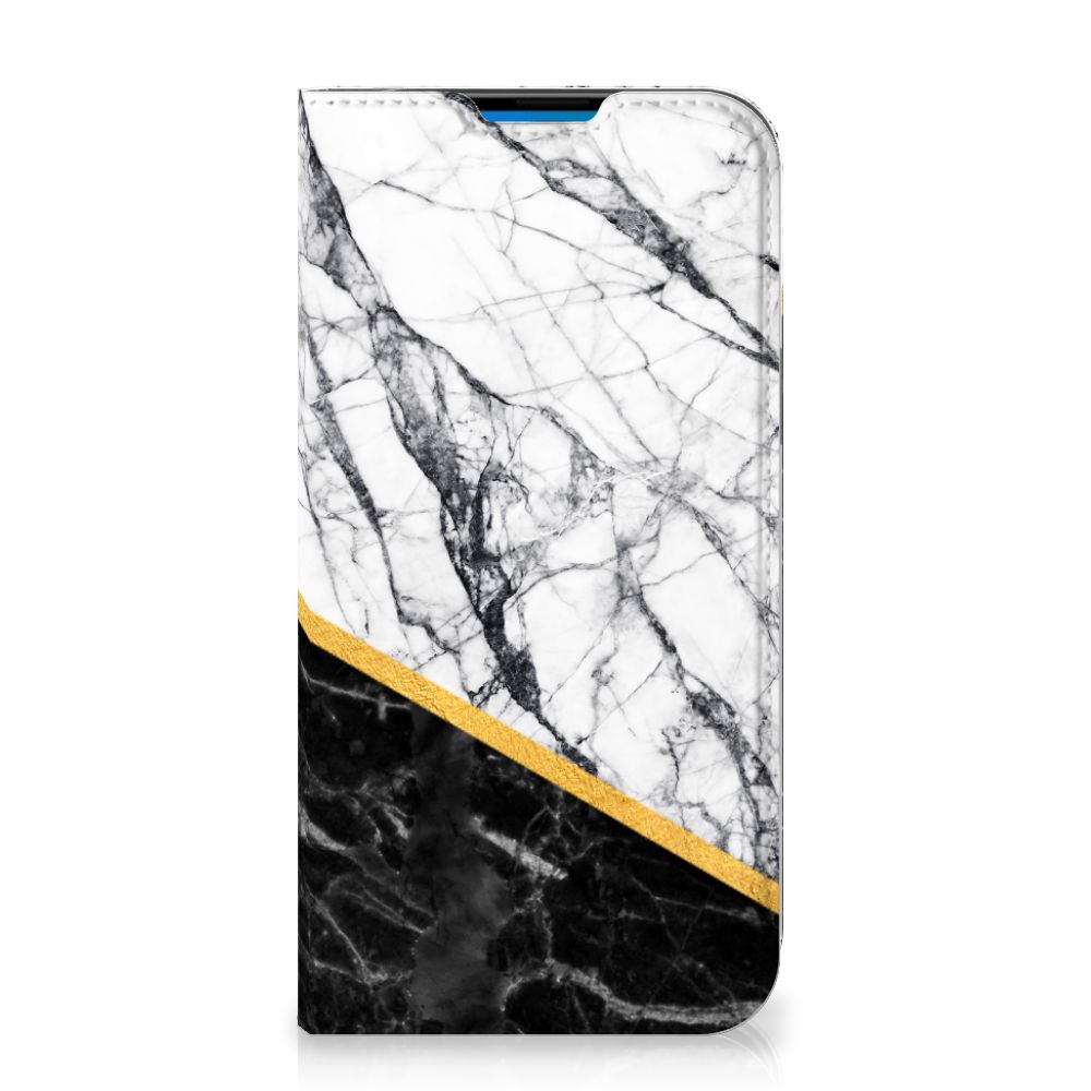 iPhone 14 Pro Max Standcase Marmer Wit Zwart - Origineel Cadeau Man - B2C Telecom