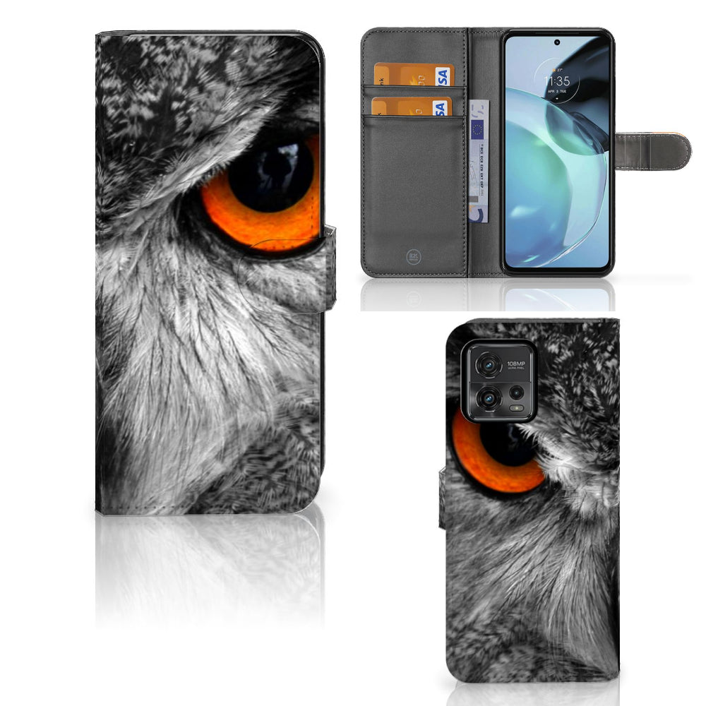 Motorola Moto G72 Telefoonhoesje met Pasjes Uil