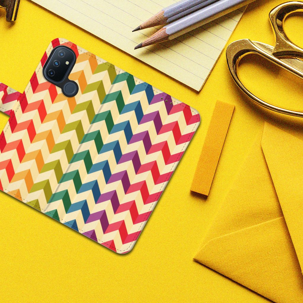OnePlus Nord N100 Telefoon Hoesje Zigzag Multi Color
