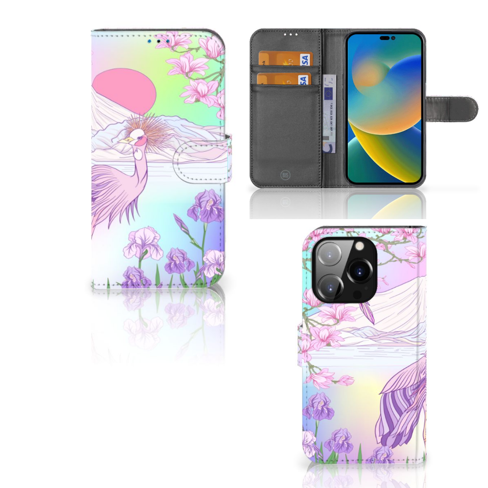 iPhone 14 Pro Telefoonhoesje met Pasjes Bird