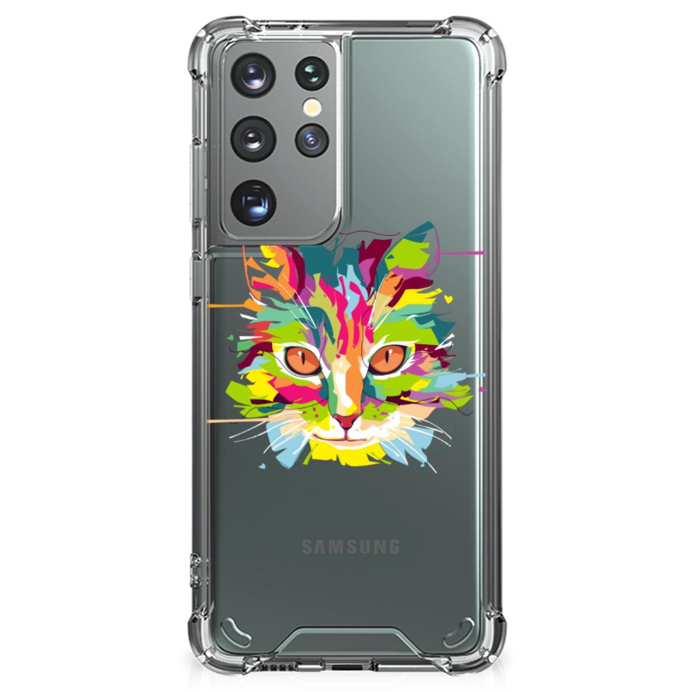 Samsung Galaxy S21 Ultra Stevig Bumper Hoesje Cat Color B2C Telecom
