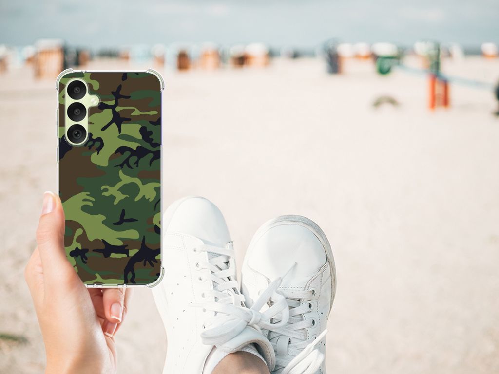 Samsung Galaxy A35 Doorzichtige Silicone Hoesje Army Dark B2C Telecom