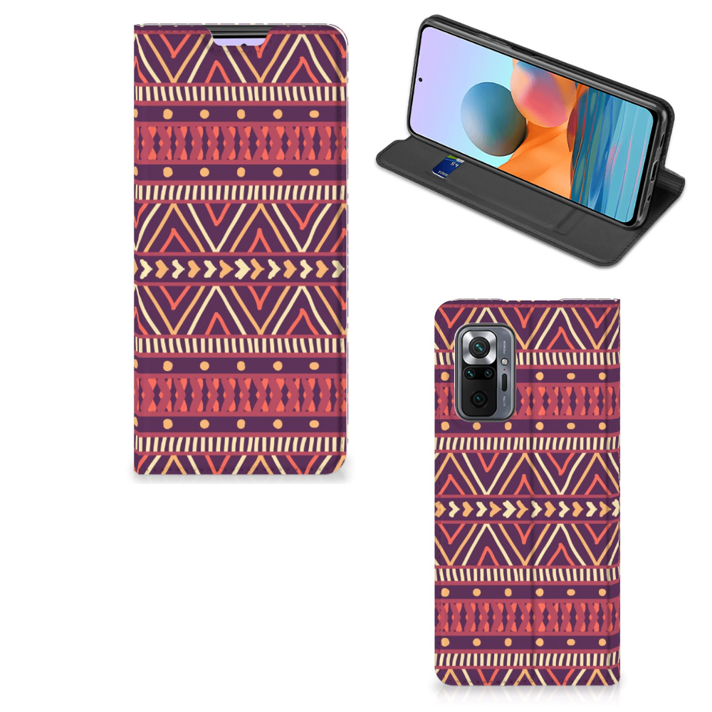 Xiaomi Redmi Note 10 Pro Hoesje met Magneet Aztec Paars - B2C Telecom