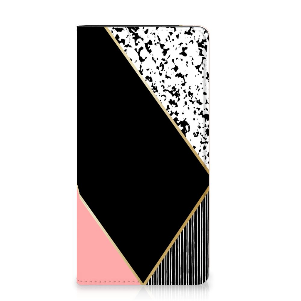 Samsung Galaxy A54 Stand Case Zwart Roze Vormen