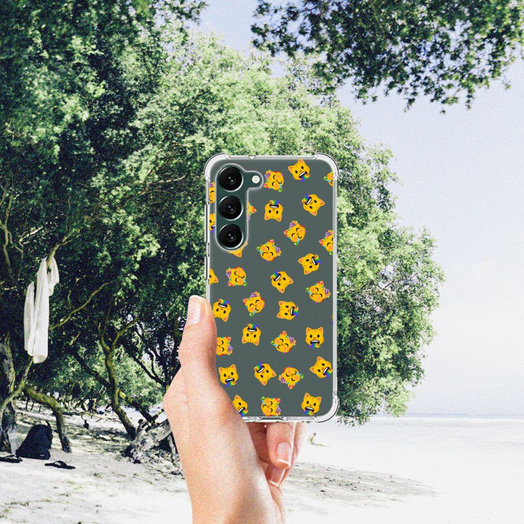 Doorzichtige Silicone Hoesje voor Samsung Galaxy S23 Plus Katten Emojis B2C Telecom