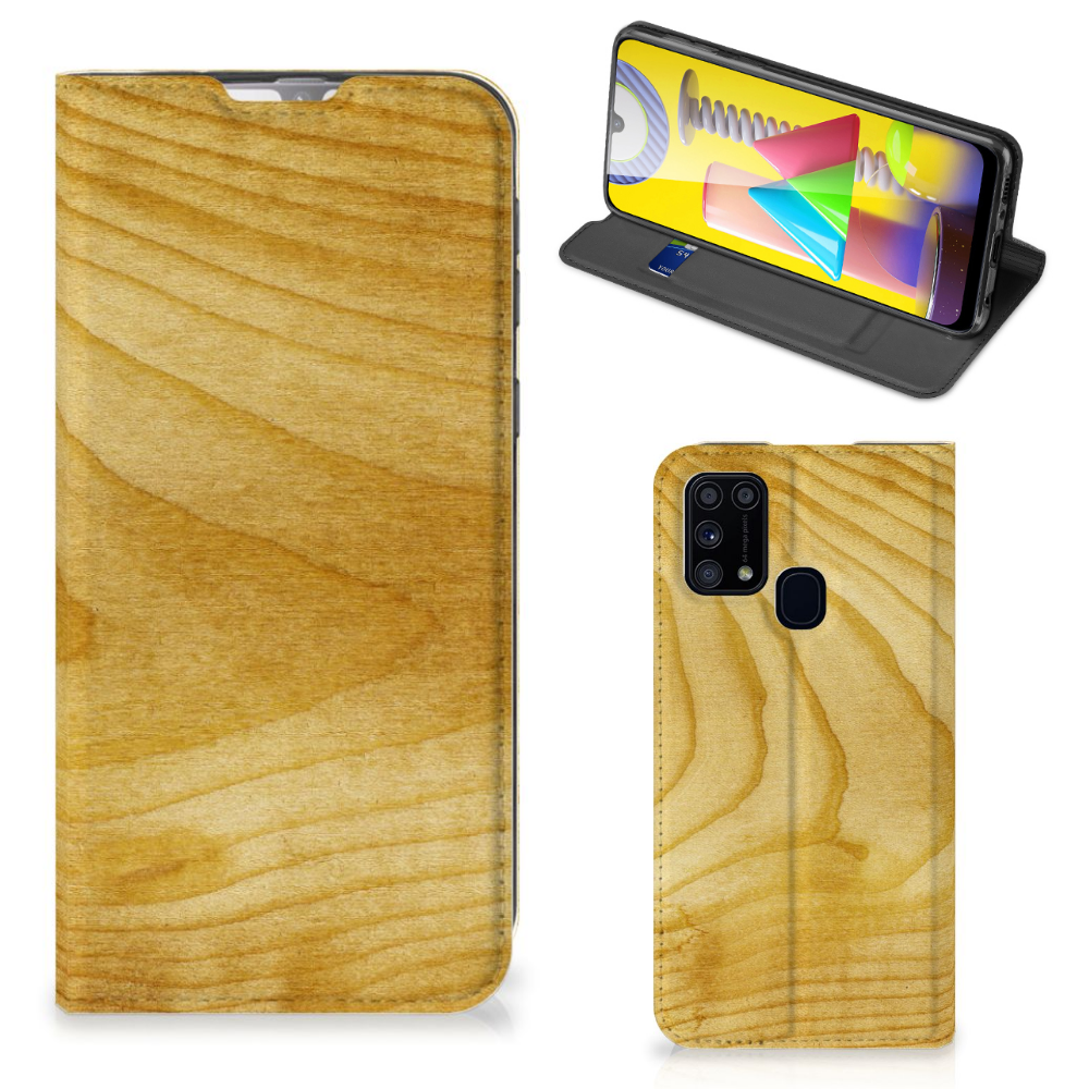 Samsung Galaxy M31 Book Wallet Case Licht Hout - B2C Telecom