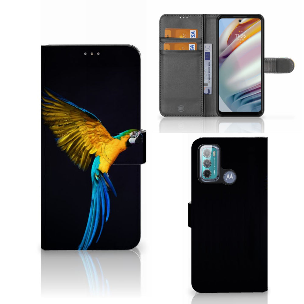 Motorola Moto G60 Telefoonhoesje met Pasjes Papegaai