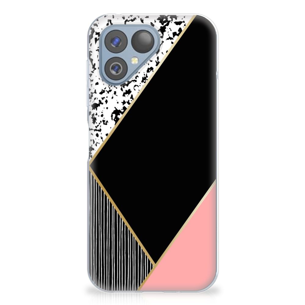Fairphone 5 TPU Hoesje Zwart Roze Vormen