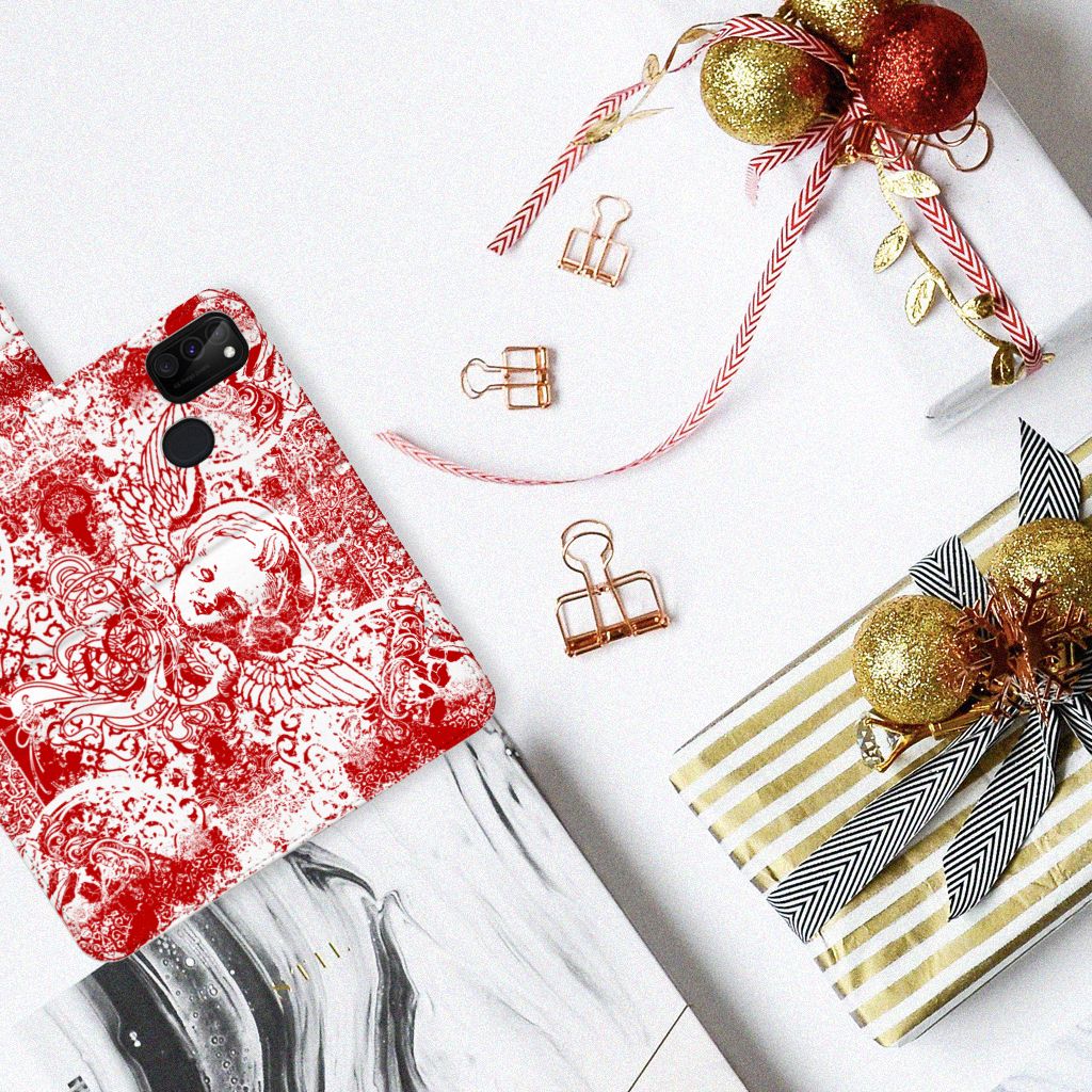 Telefoonhoesje met Naam Samsung Galaxy M21 | M30s Angel Skull Rood