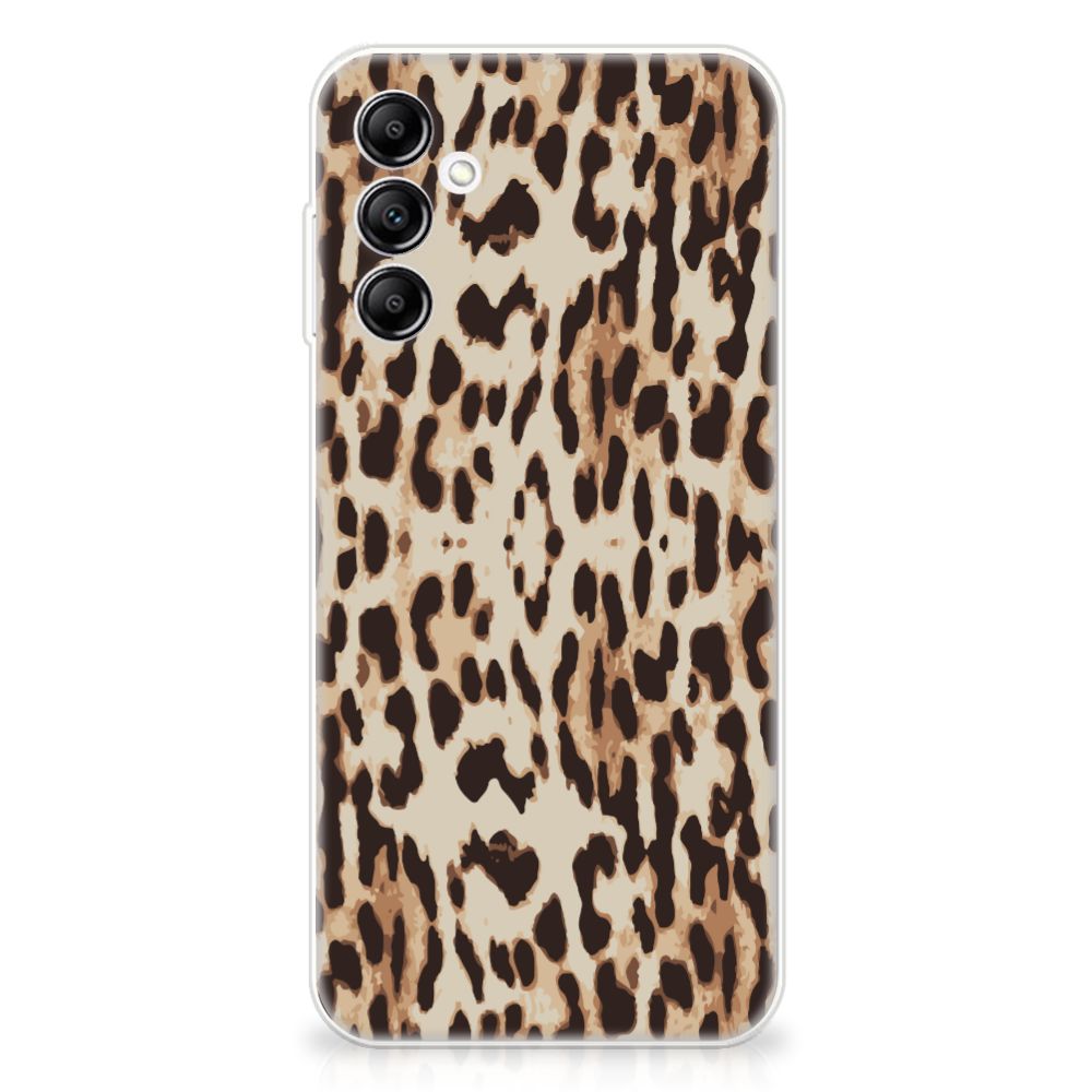 Samsung Galaxy A14 5G TPU Hoesje Leopard met luipaardprint en rozetachtige vlekken op een transparant design.