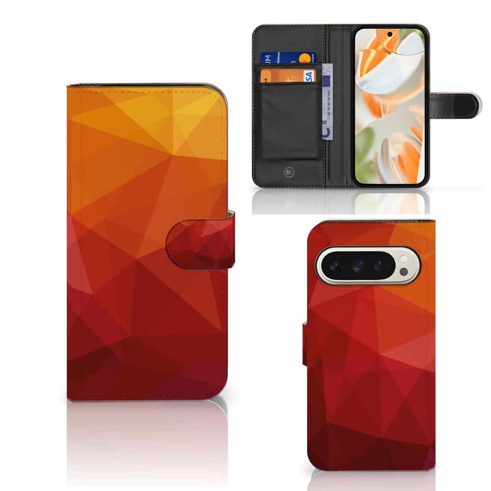 Book Case voor Google Pixel 9 | 9 Pro Polygon Red