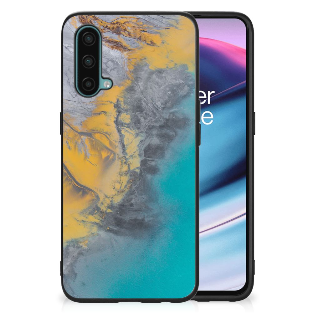 OnePlus Nord CE 5G Marmeren Print Telefoonhoesje Marble Blue Gold B2C Telecom