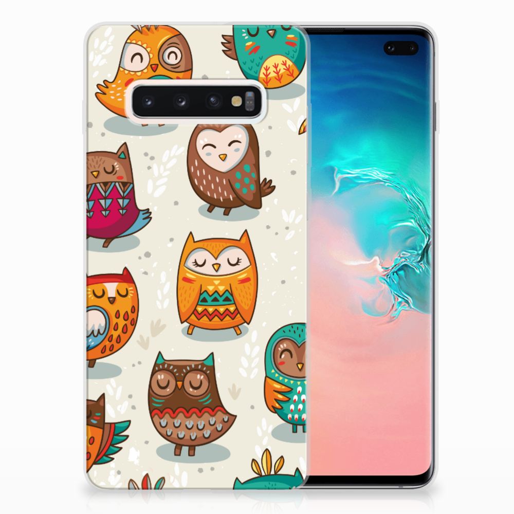Samsung Galaxy S10 Plus TPU Hoesje Vrolijke Uilen