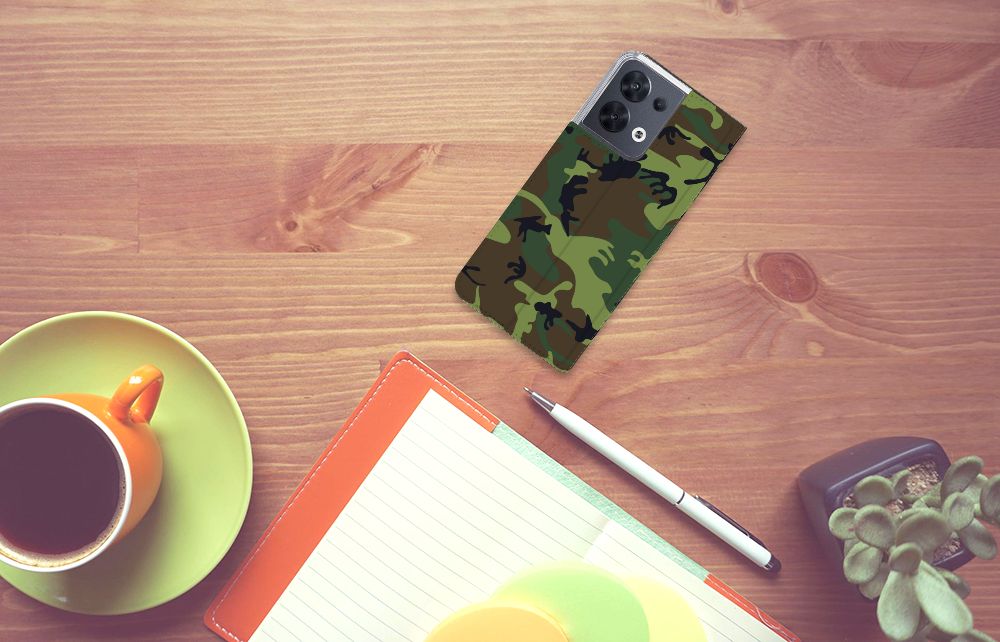 OPPO Reno8 Hoesje met Magneet Army Dark - B2C Telecom