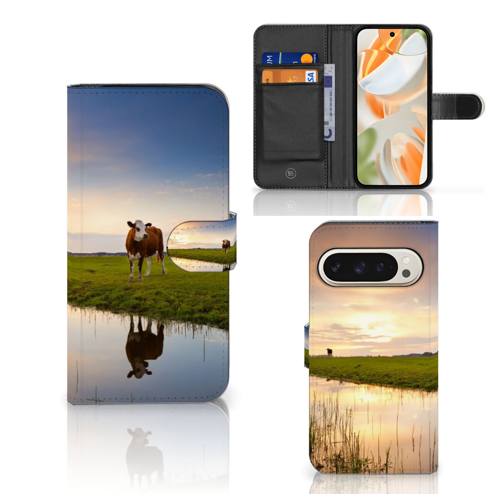 Google Pixel 9 | 9 Pro Telefoonhoesje met Pasjes Koe
