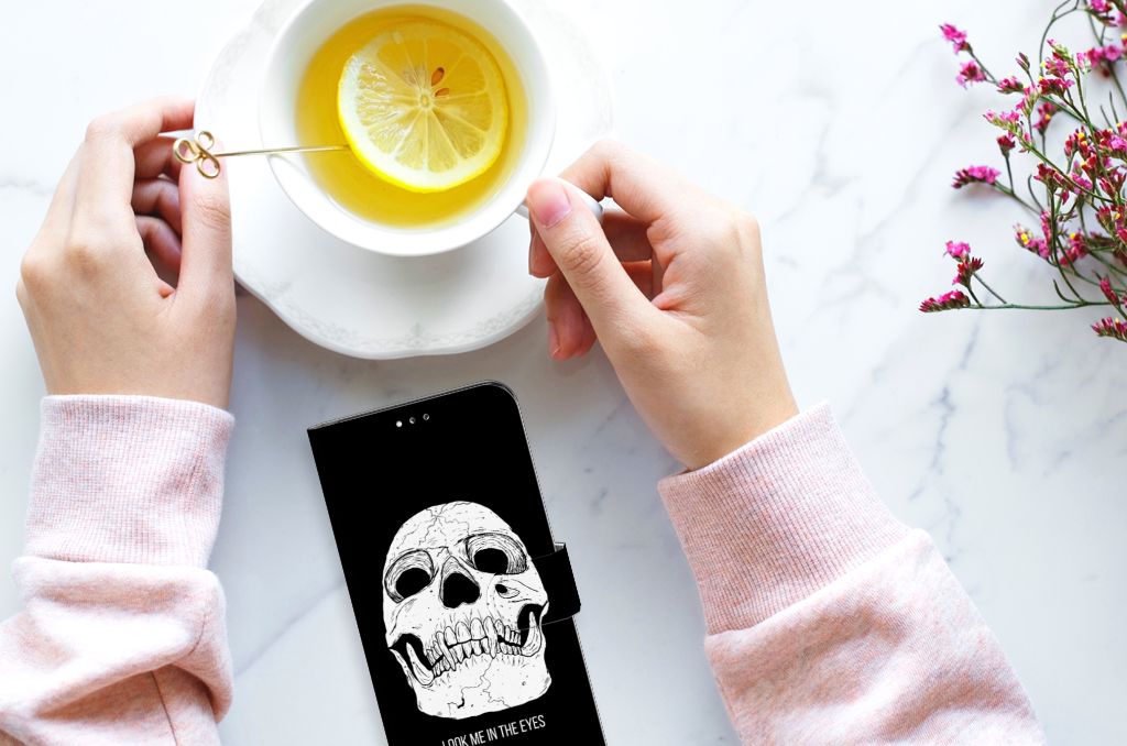 Telefoonhoesje met Naam Samsung Galaxy A12 Skull Eyes