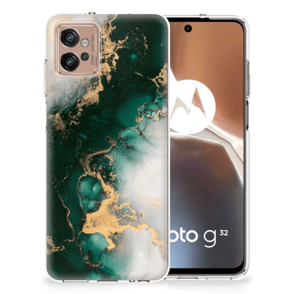 TPU Siliconen Hoesje voor Motorola Moto G32 Marmer Groen