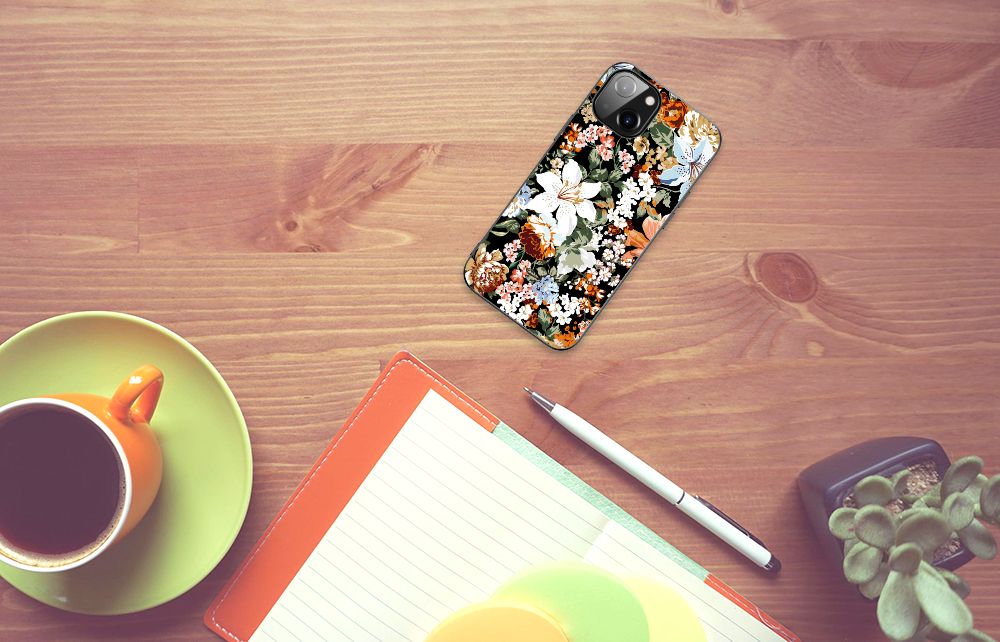 Bloemen Hoesje voor Apple iPhone iPhone 13 | iPhone 14 Dark Flowers B2C Telecom
