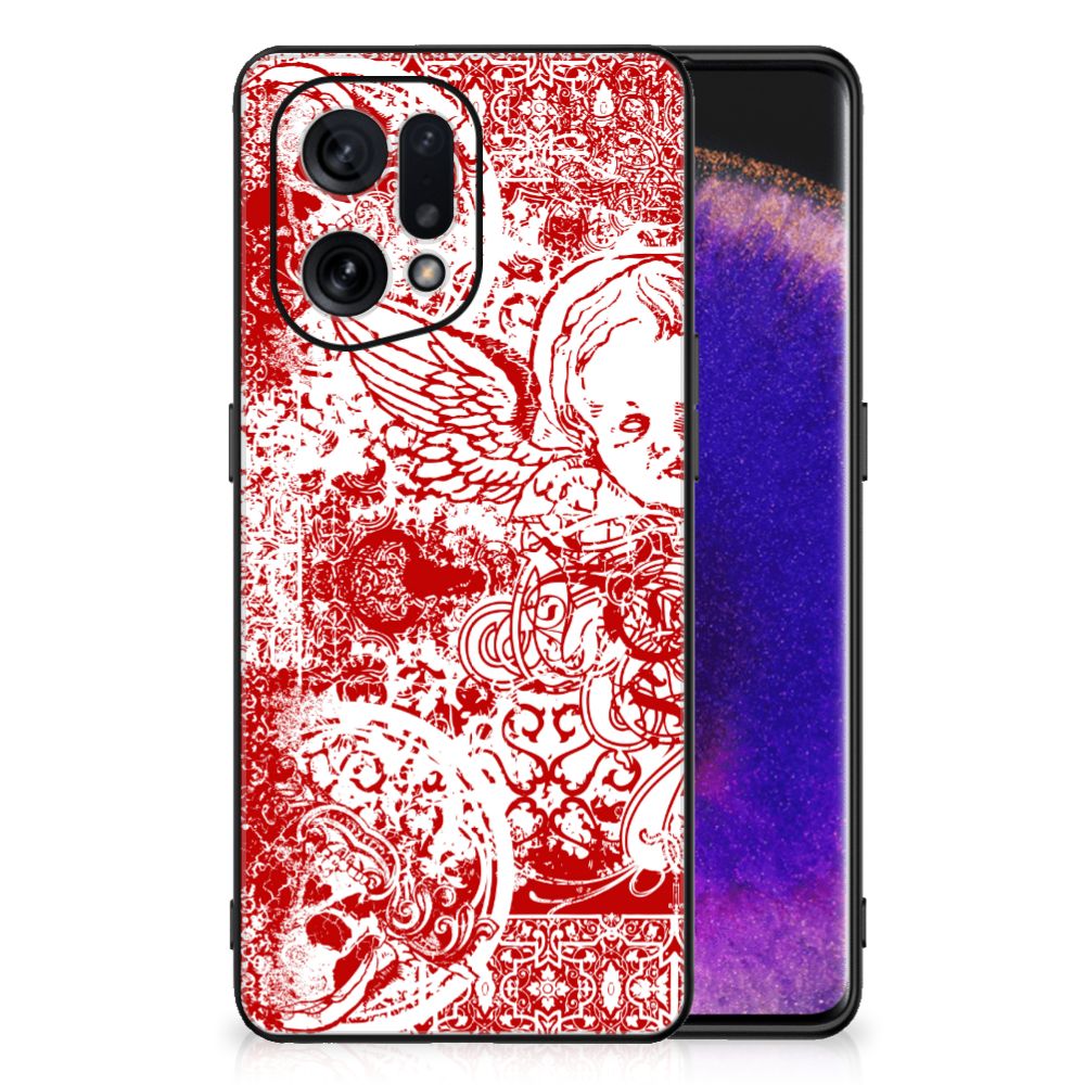 Telefoonhoesje OPPO Find X5 Angel Skull Rood