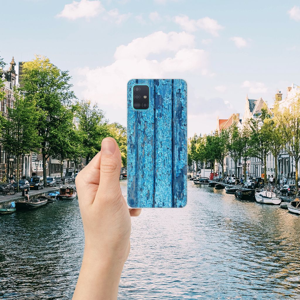 Samsung Galaxy A51 Bumper Hoesje Wood Blue B2C Telecom