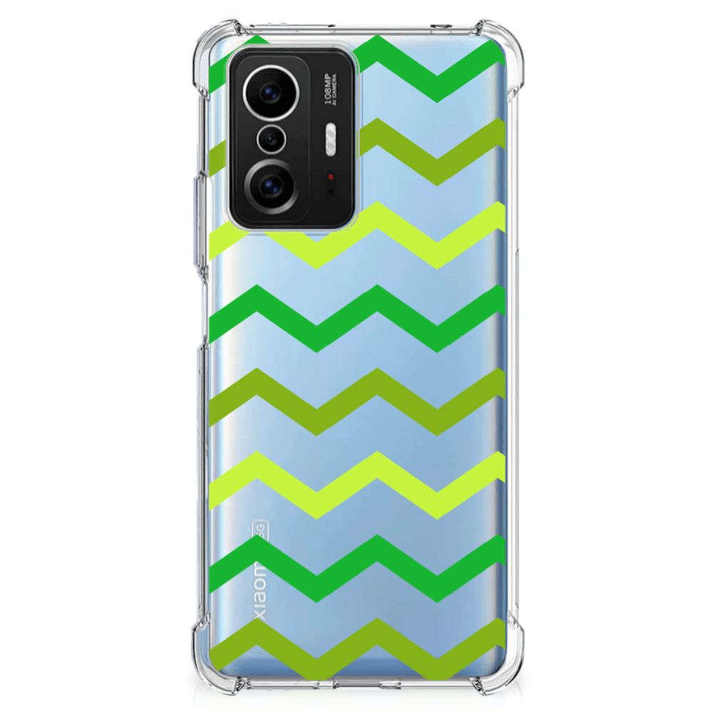 Xiaomi 11T | 11T Pro Doorzichtige Silicone Hoesje Zigzag Groen