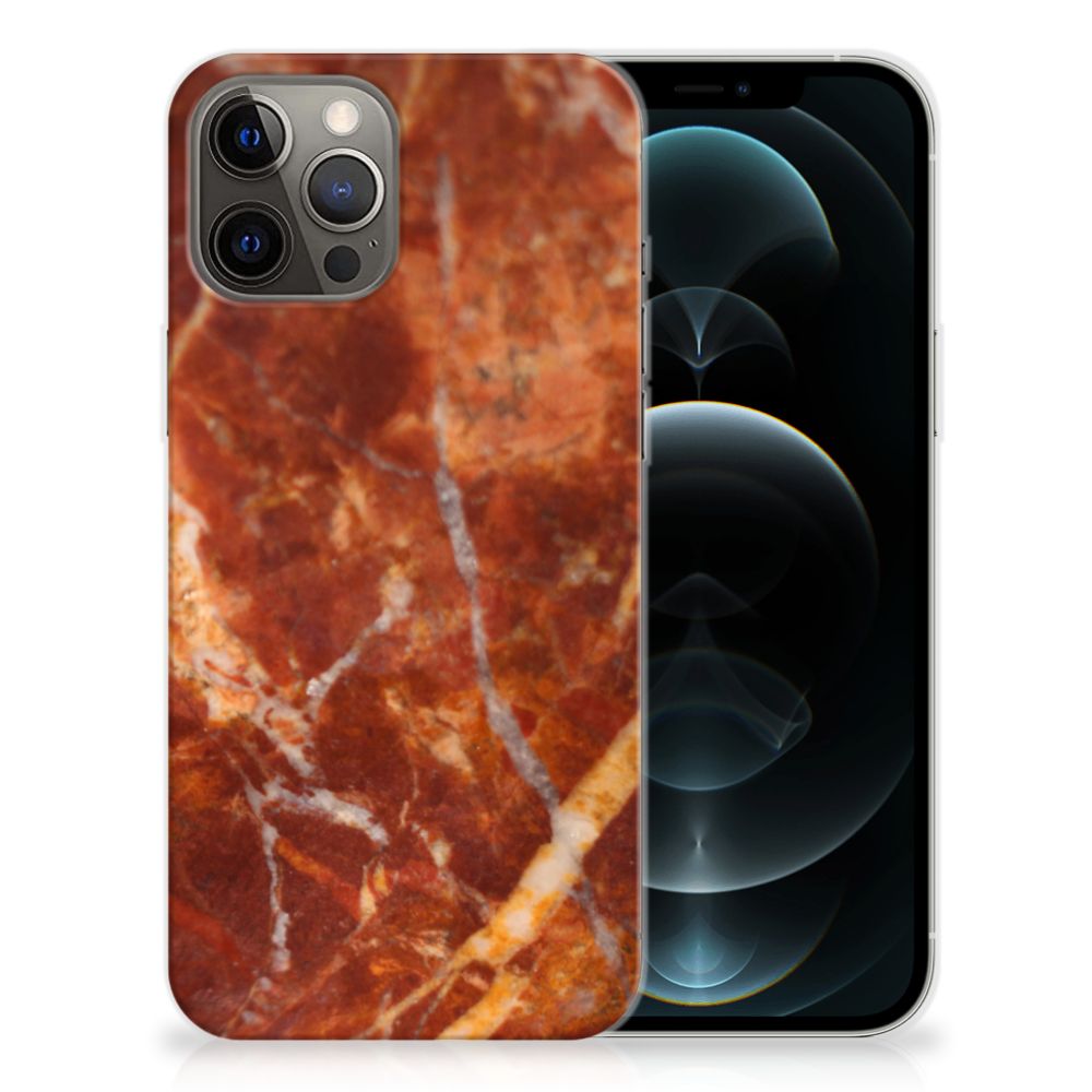 iPhone 12 Pro Max TPU Siliconen Hoesje Marmer Bruin B2C Telecom