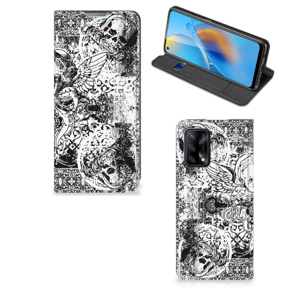 Mobiel BookCase OPPO A74 4G Skulls Angel - B2C Telecom