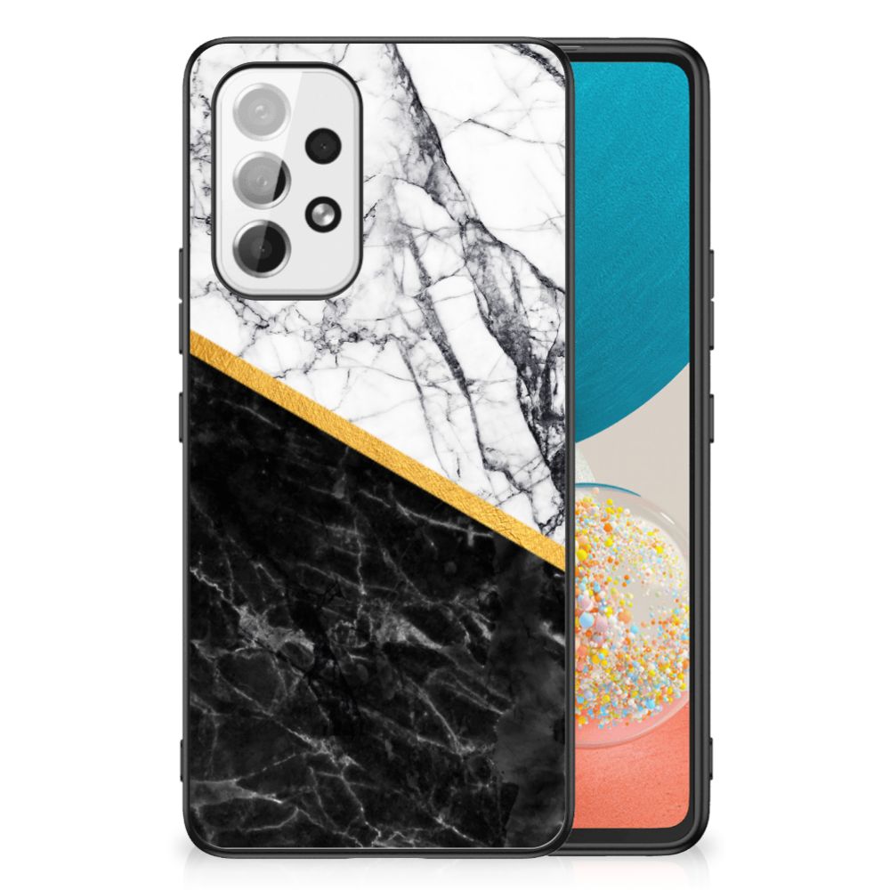 Samsung Galaxy A53 Marmeren Print Telefoonhoesje Marmer Wit Zwart - Origineel Cadeau Man