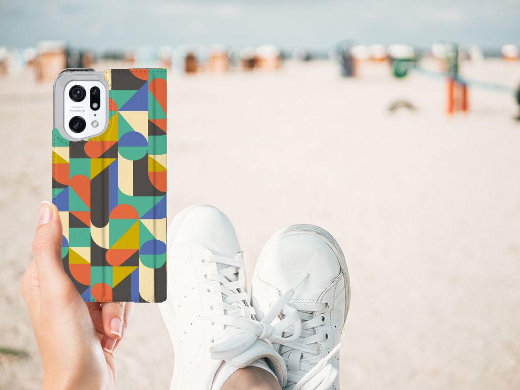 OPPO Find X5 Pro Hoesje met Magneet Funky Retro - B2C Telecom