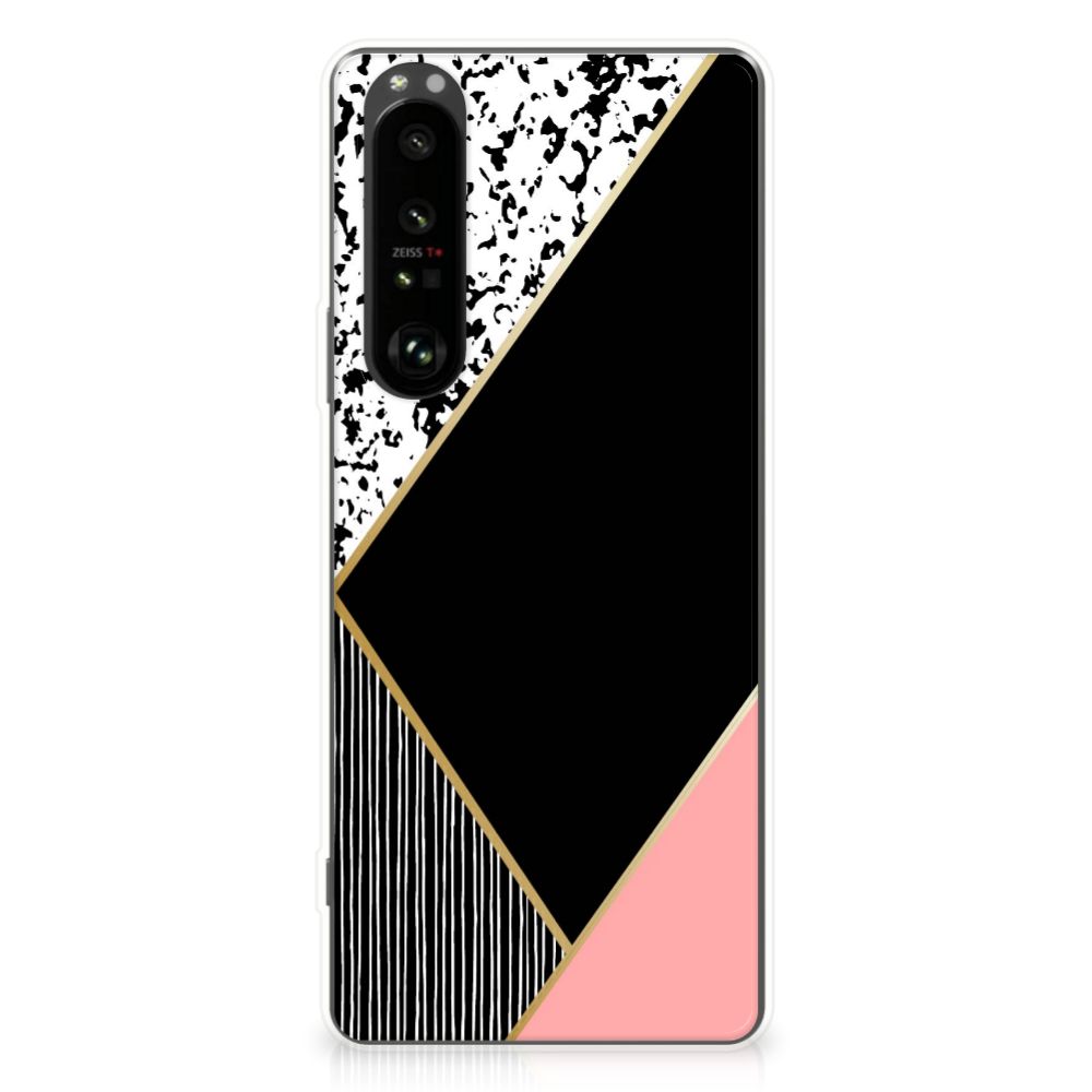Sony Xperia 1 III TPU Hoesje Zwart Roze Vormen B2C Telecom