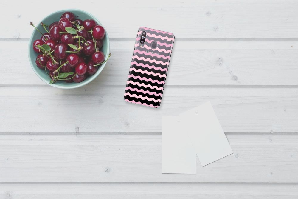 Samsung Galaxy M30 TPU bumper Waves Roze