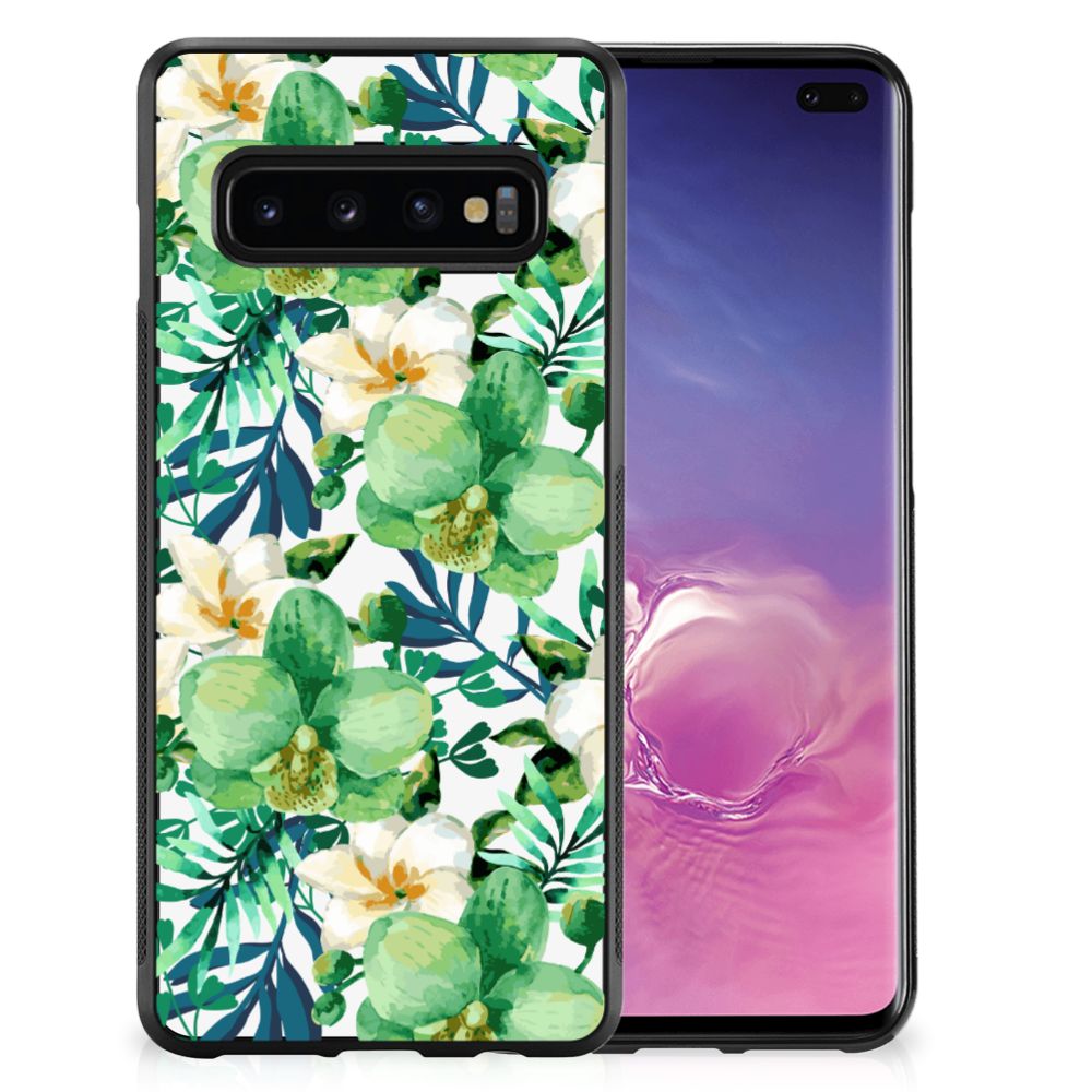 Samsung Galaxy S10+ Skin Case Orchidee Groen