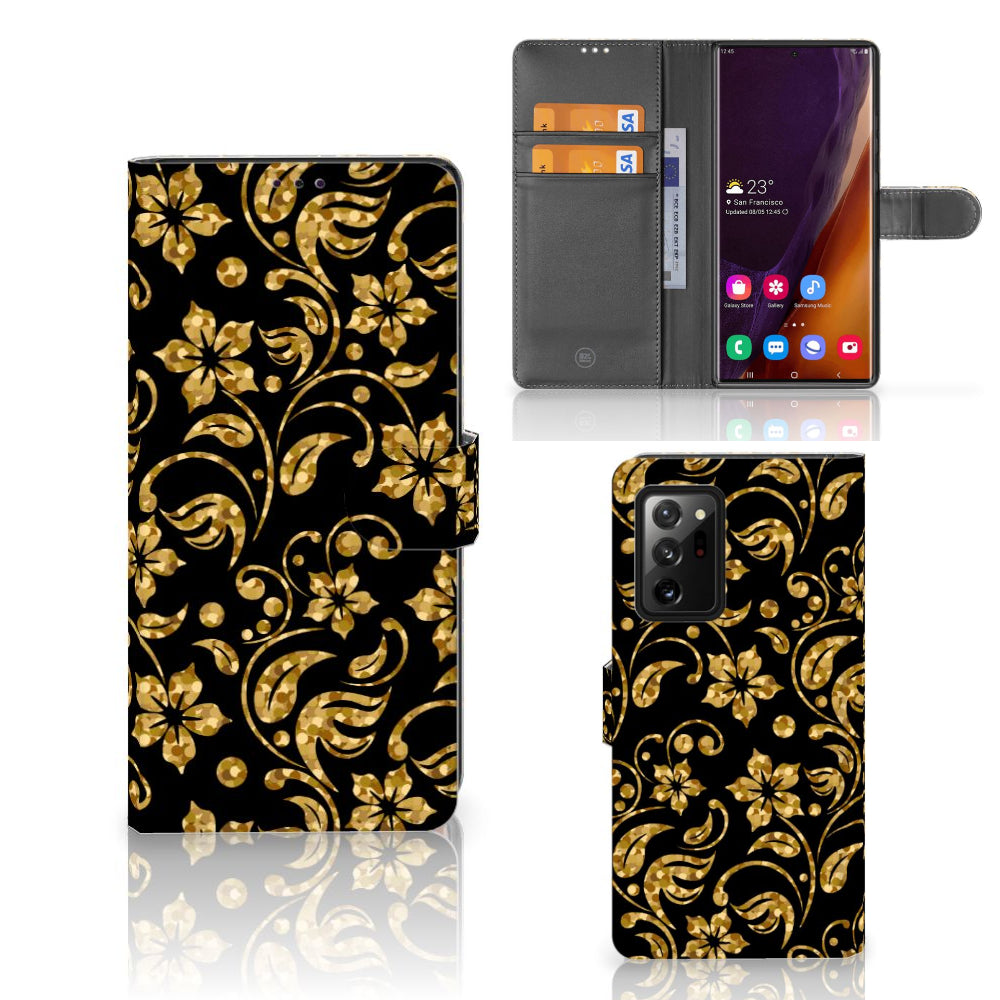 Samsung Galaxy Note20 Ultra Hoesje Gouden Bloemen