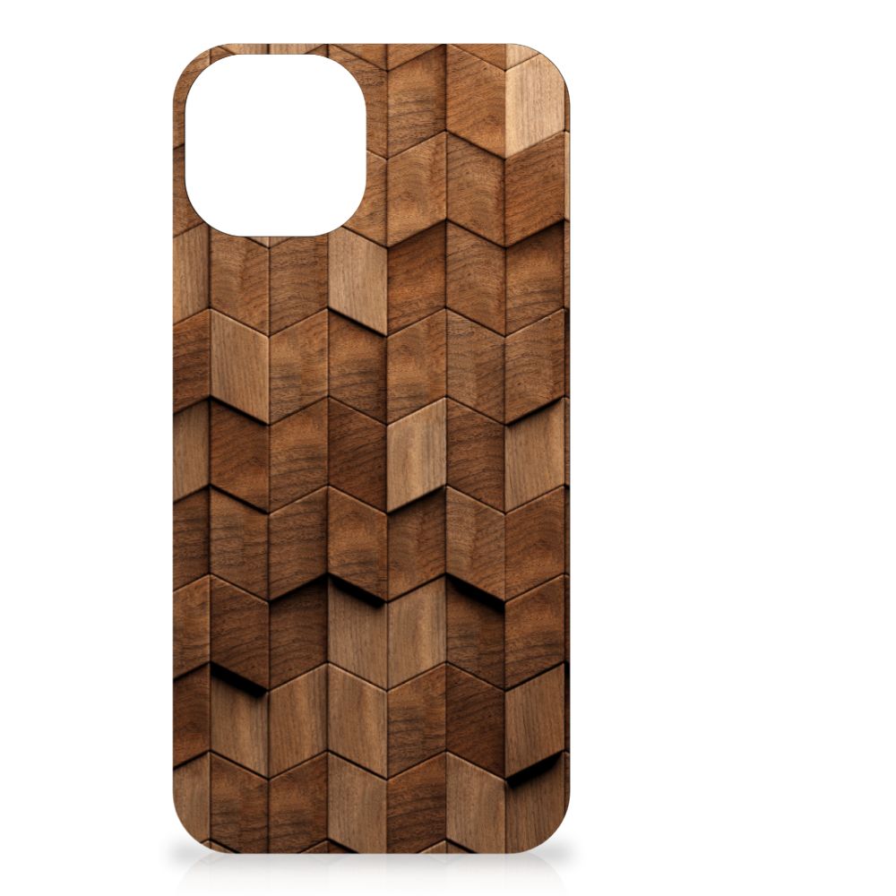 Houten Print Telefoonhoesje voor Apple iPhone 13 | iPhone 14 Wooden Cubes