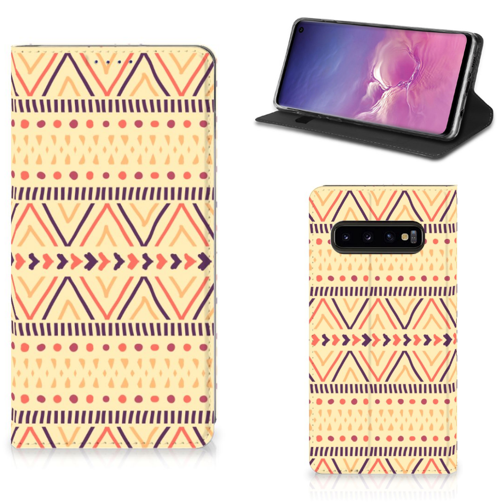 Samsung Galaxy S10 Hoesje met Magneet Aztec Yellow