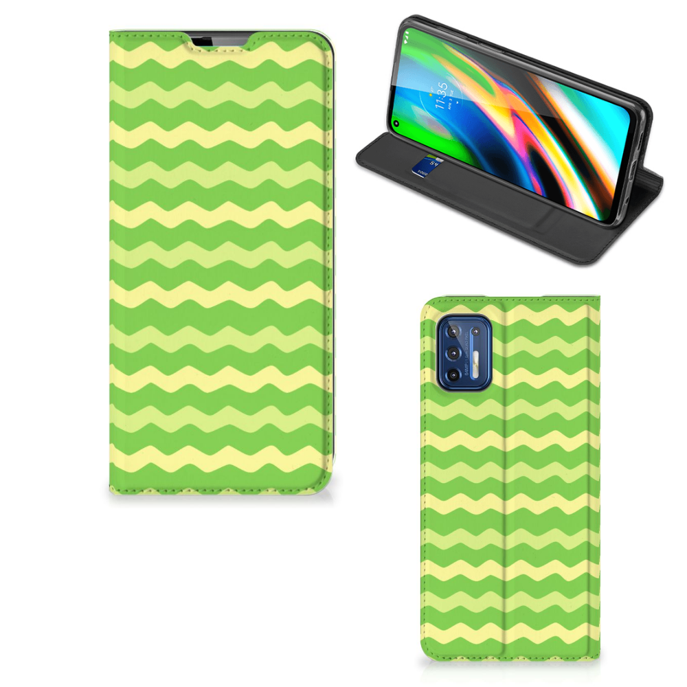 Motorola Moto G9 Plus Hoesje met Magneet Waves Green - B2C Telecom