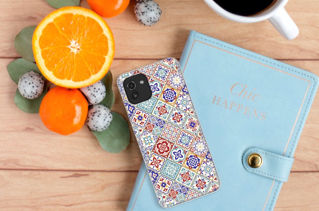 Samsung Galaxy A03 TPU Siliconen Hoesje Tiles Color