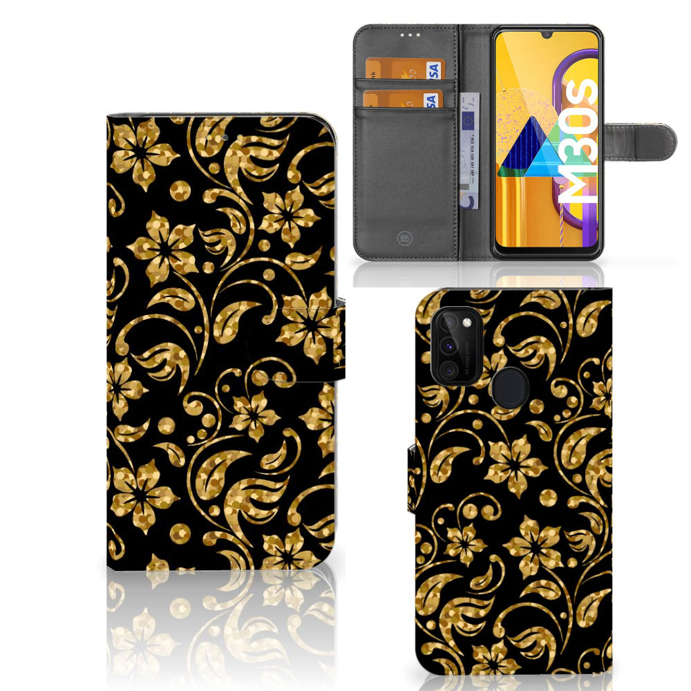 Samsung Galaxy M21 | M30s Hoesje Gouden Bloemen