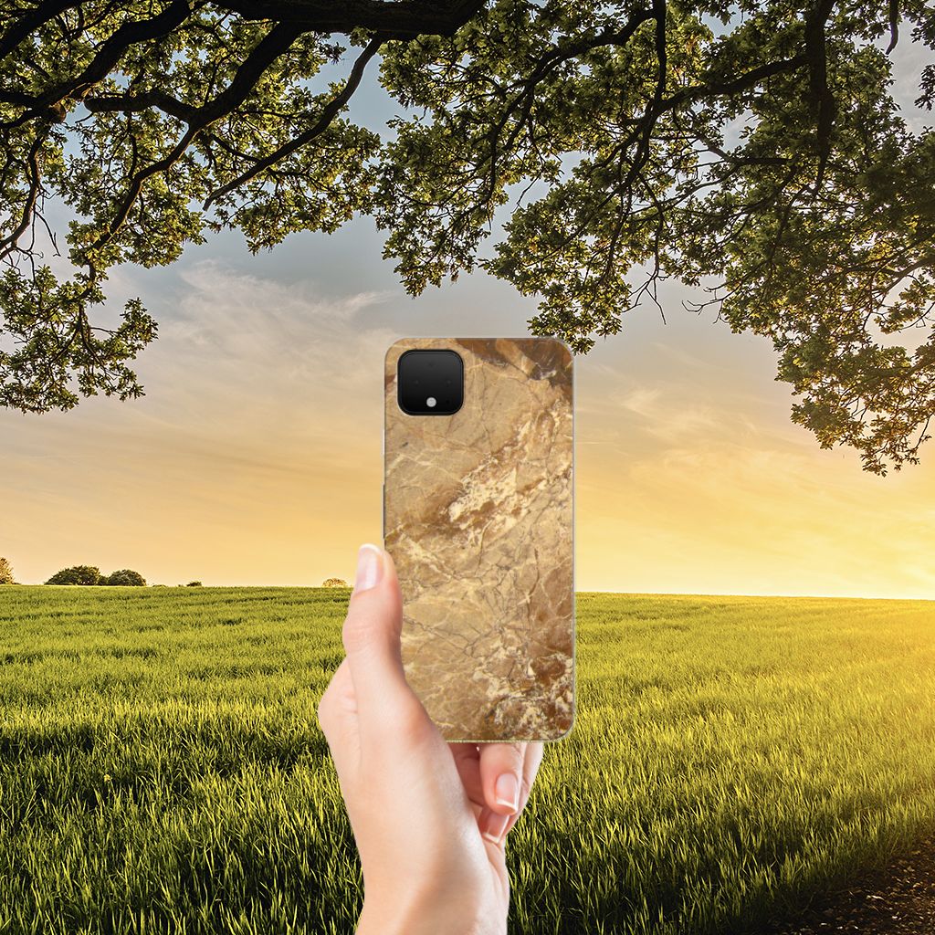 Google Pixel 4 XL TPU Siliconen Hoesje Marmer Creme B2C Telecom