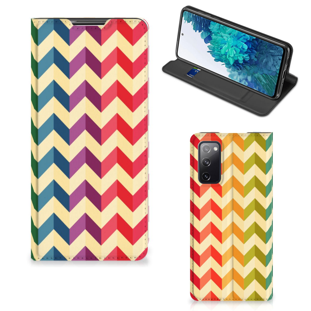 Samsung Galaxy S20 FE Hoesje met Magneet Zigzag Multi Color - B2C Telecom