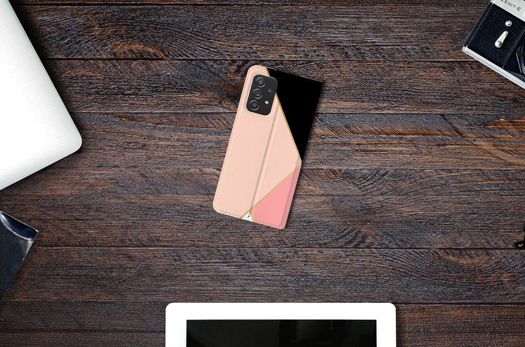 Samsung Galaxy A72 (5G/4G) Stand Case Zwart Roze Vormen - B2C Telecom