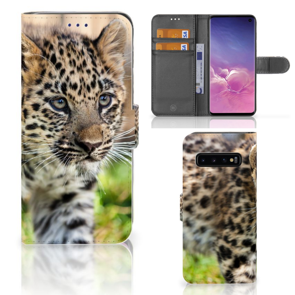 Samsung Galaxy S10 Telefoonhoesje met Pasjes Baby Luipaard