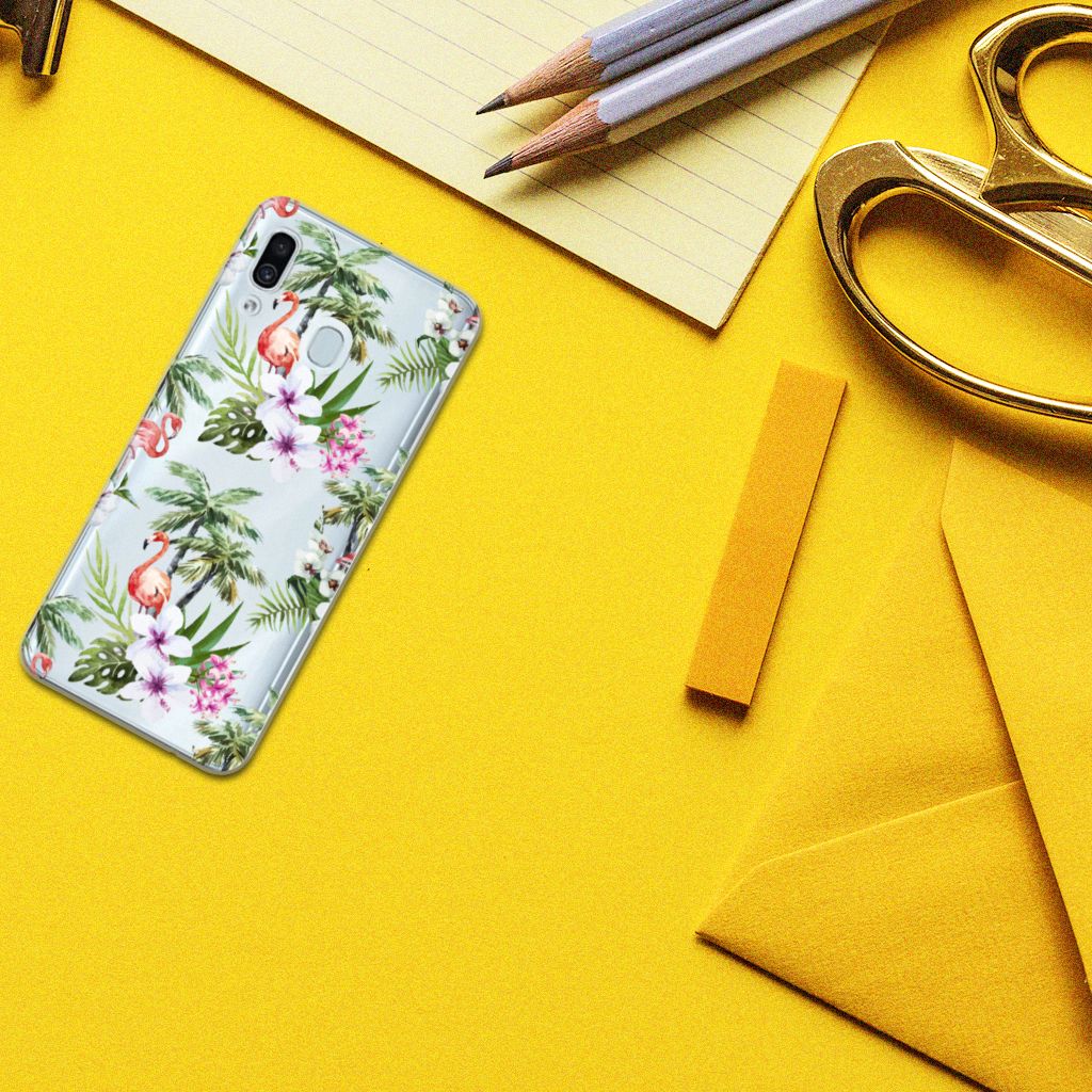 Samsung Galaxy A30 TPU Hoesje Flamingo Palms