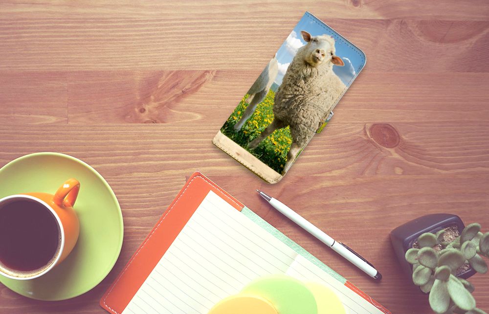 Motorola Moto G60s Telefoonhoesje met Pasjes Schaap en Lammetje