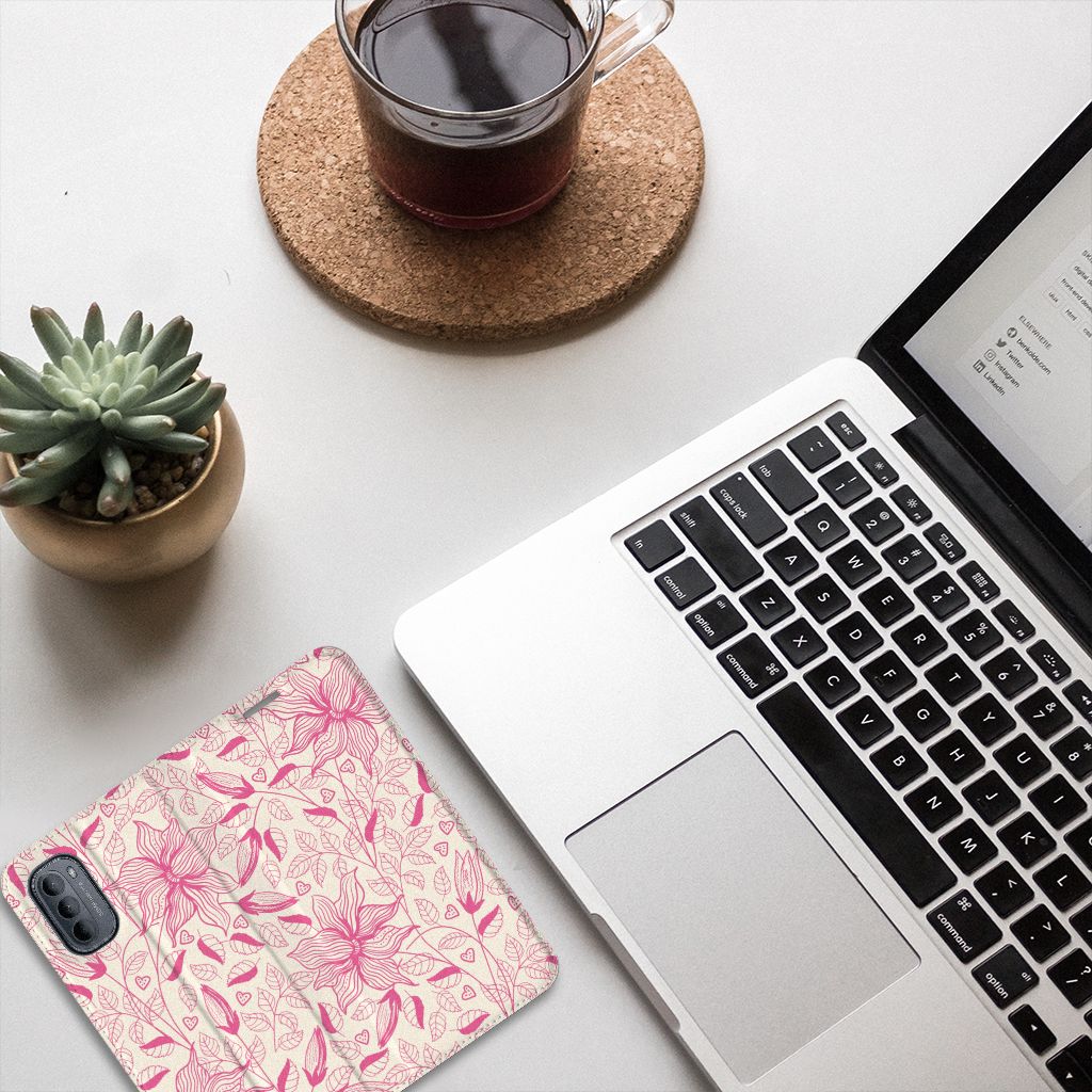 Motorola Moto G31 | G41 Smart Cover Pink Flowers - B2C Telecom