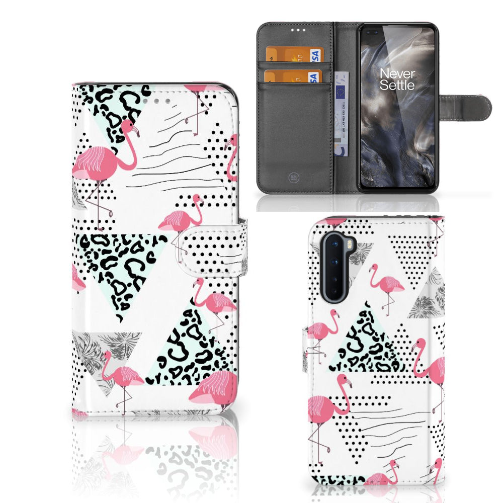 OnePlus Nord Telefoonhoesje met Pasjes Flamingo Triangle