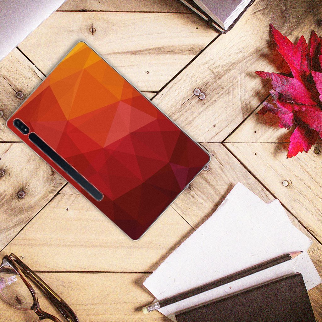 Back Cover voor Samsung Galaxy Tab S7 Plus | S8 Plus Polygon Red - B2C Telecom